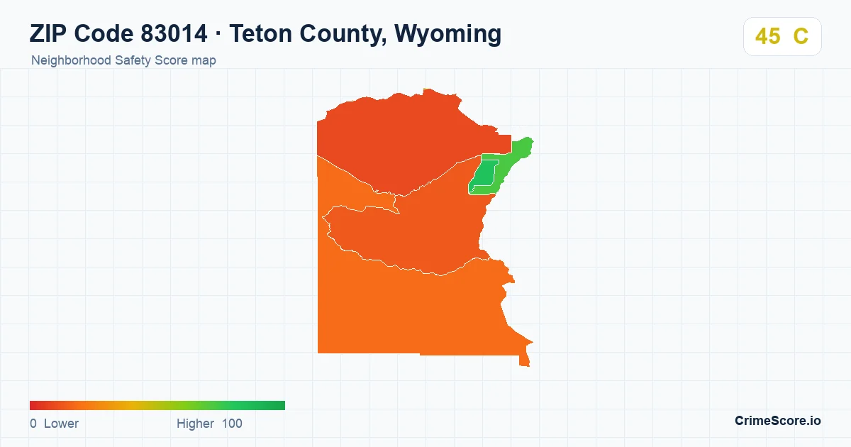 ZIP Code 83014 in Teton County, Wyoming neighborhood Safety Score map