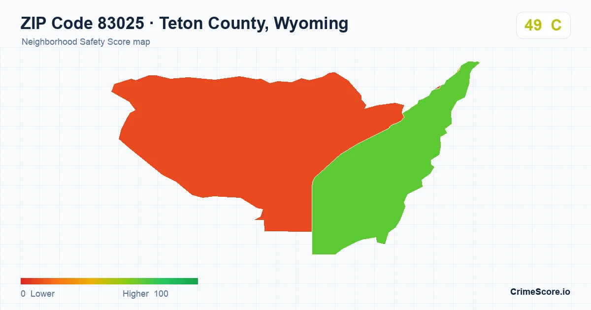 ZIP Code 83025 in Teton County, Wyoming neighborhood Safety Score map