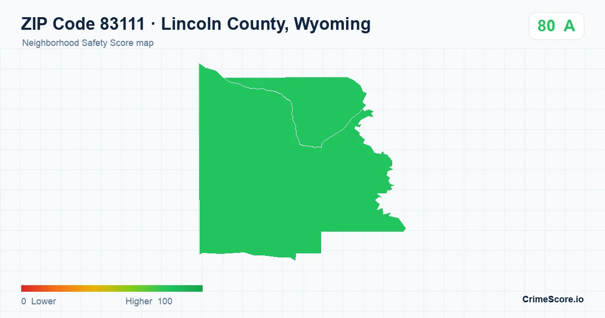 ZIP Code 83111 in Lincoln County, Wyoming neighborhood Safety Score map