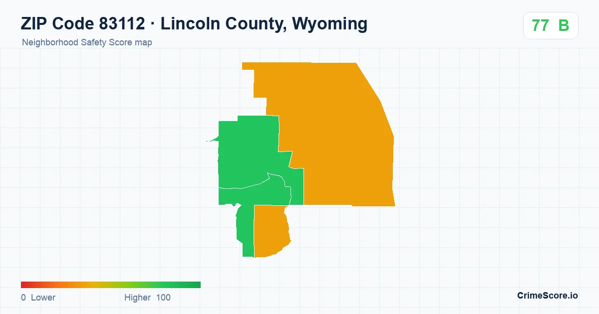ZIP Code 83112 in Lincoln County, Wyoming neighborhood Safety Score map