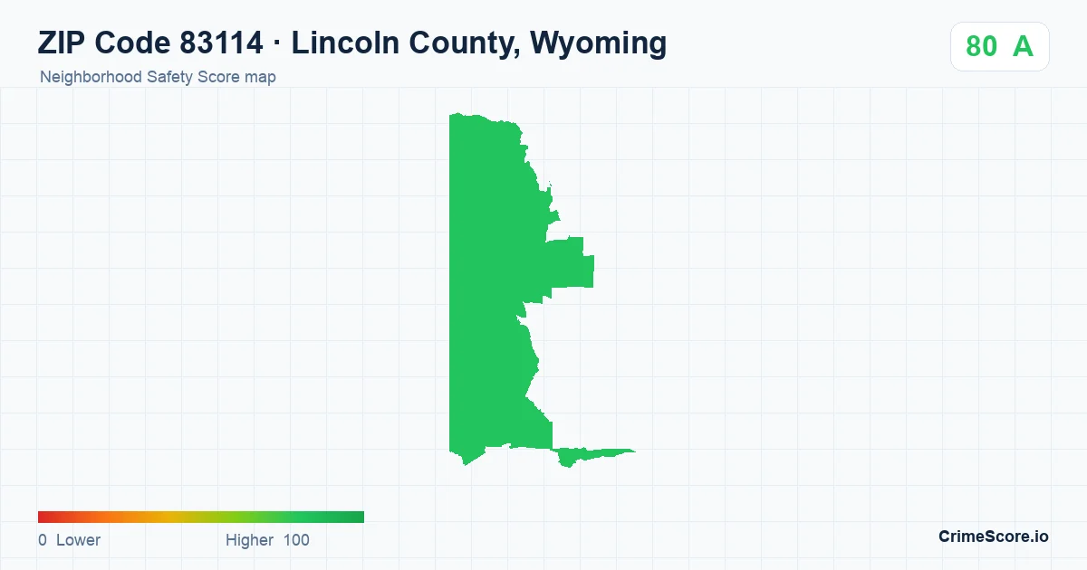 ZIP Code 83114 in Lincoln County, Wyoming neighborhood Safety Score map