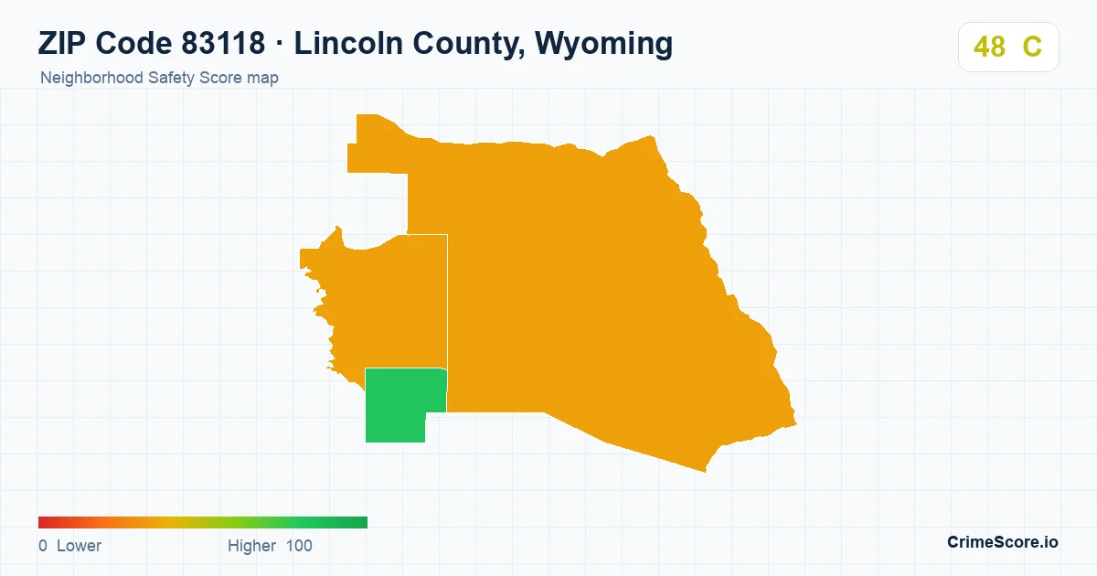 ZIP Code 83118 in Lincoln County, Wyoming neighborhood Safety Score map