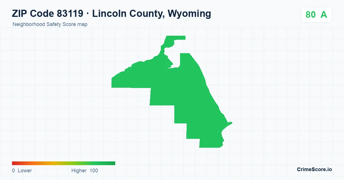 ZIP Code 83119 in Lincoln County, Wyoming neighborhood Safety Score map