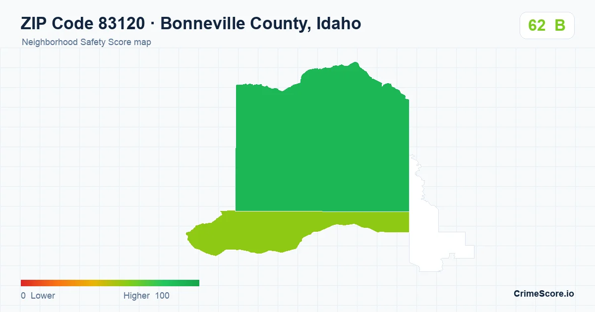 ZIP Code 83120 in Bonneville County, Idaho neighborhood Safety Score map