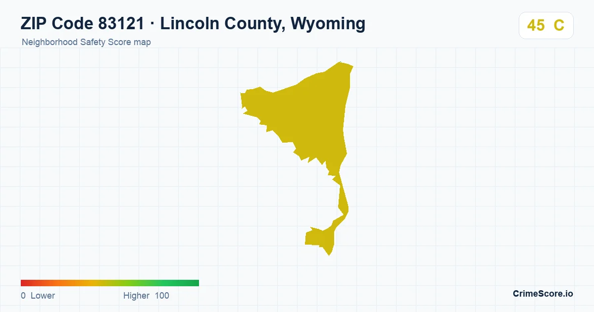 ZIP Code 83121 in Lincoln County, Wyoming neighborhood Safety Score map