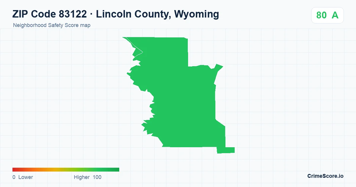 ZIP Code 83122 in Lincoln County, Wyoming neighborhood Safety Score map