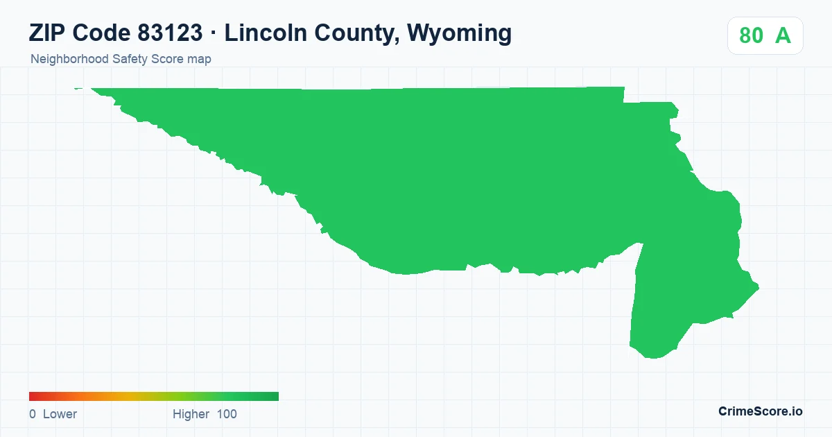 ZIP Code 83123 in Lincoln County, Wyoming neighborhood Safety Score map