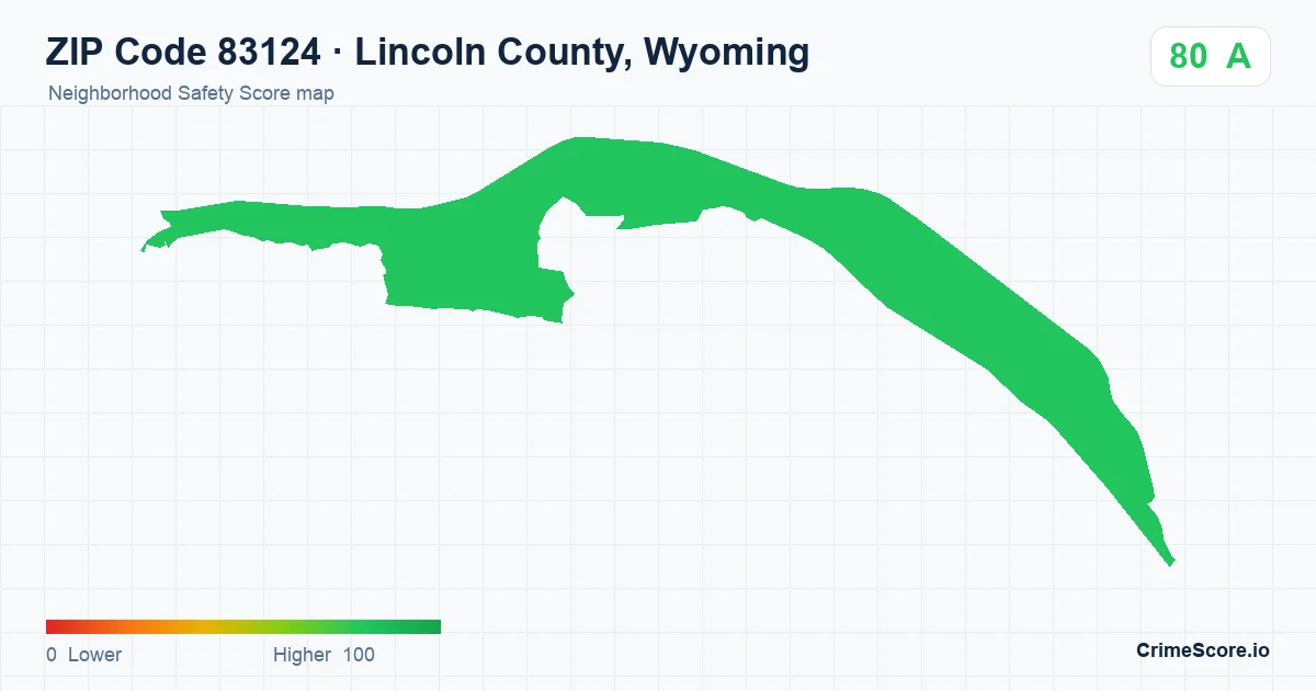 ZIP Code 83124 in Lincoln County, Wyoming neighborhood Safety Score map