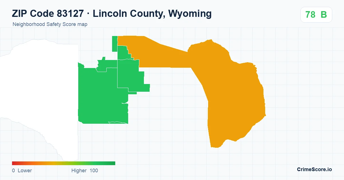 ZIP Code 83127 in Lincoln County, Wyoming neighborhood Safety Score map