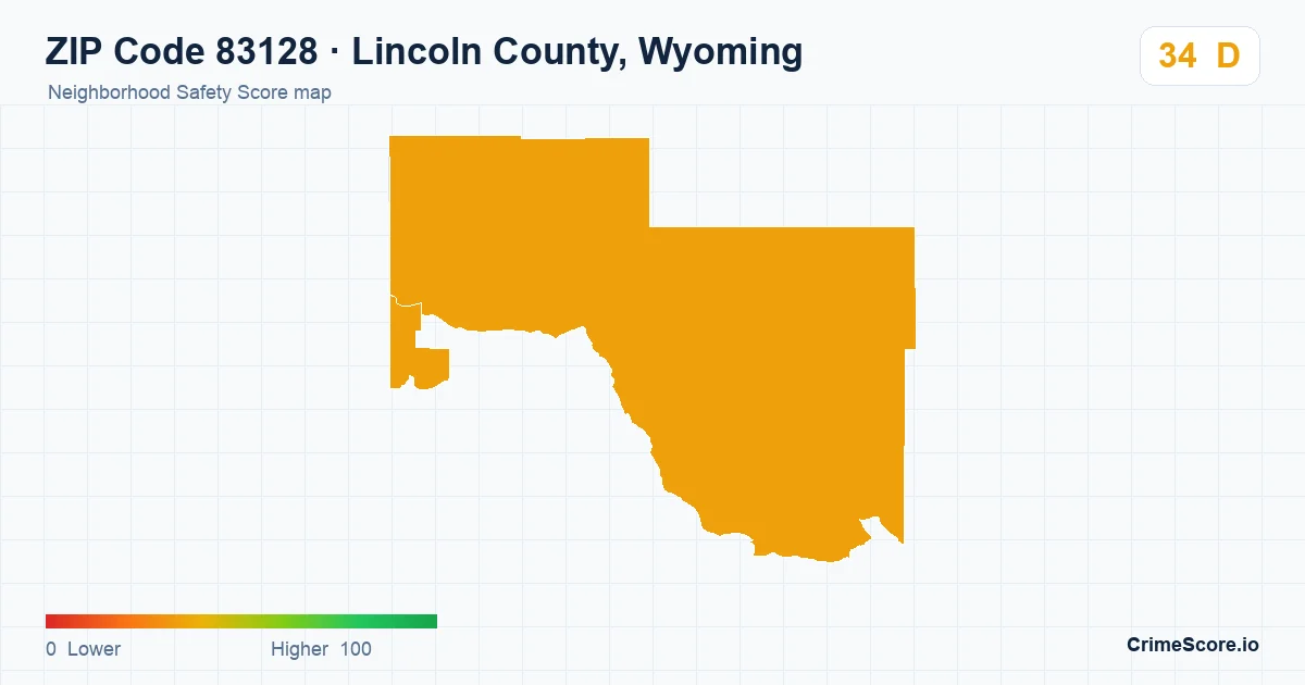 ZIP Code 83128 in Lincoln County, Wyoming neighborhood Safety Score map