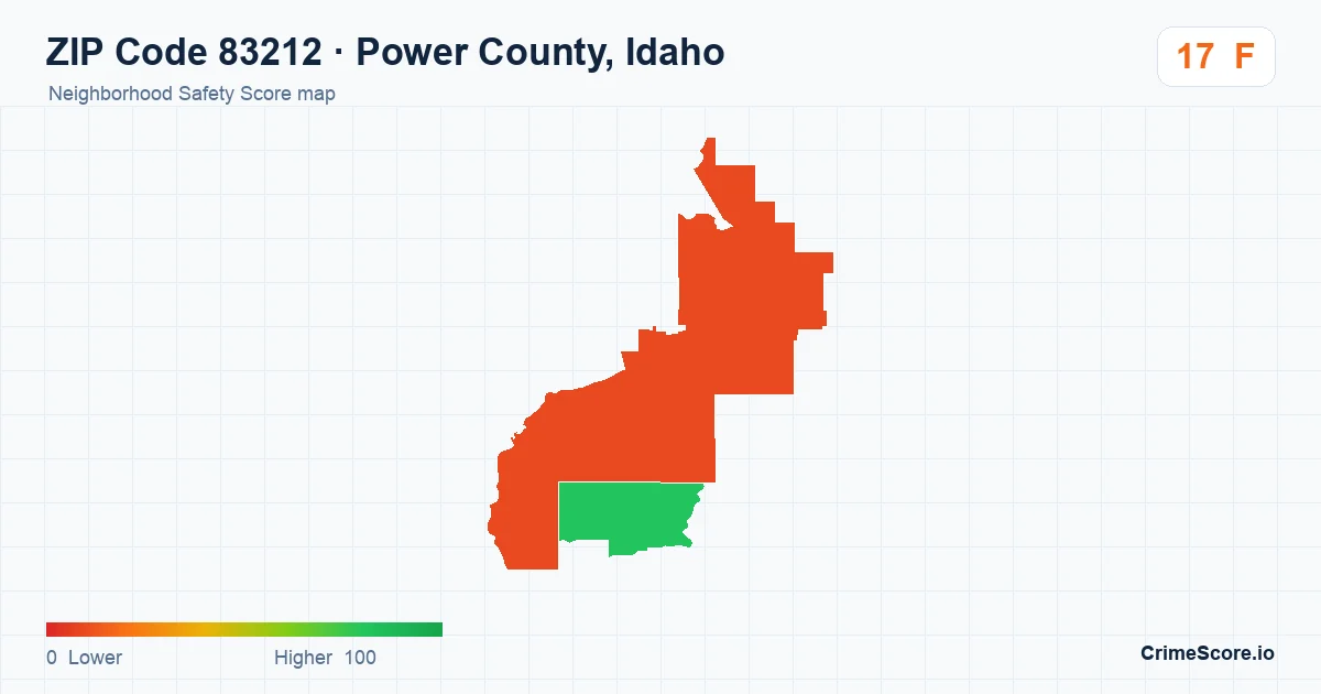 ZIP Code 83212 in Power County, Idaho neighborhood Safety Score map