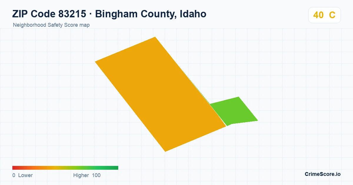 ZIP Code 83215 in Bingham County, Idaho neighborhood Safety Score map