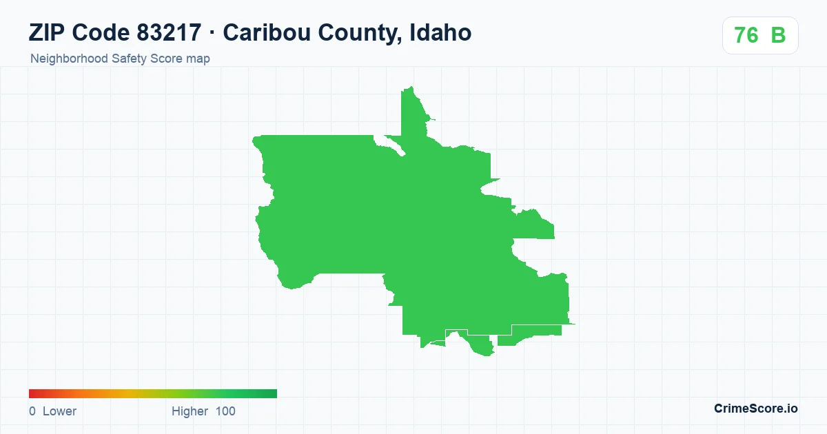 ZIP Code 83217 in Caribou County, Idaho neighborhood Safety Score map