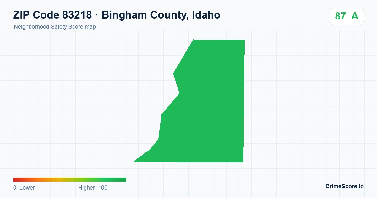 ZIP Code 83218 in Bingham County, Idaho neighborhood Safety Score map