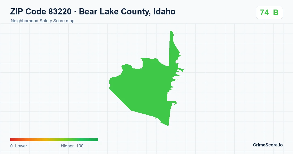 ZIP Code 83220 in Bear Lake County, Idaho neighborhood Safety Score map