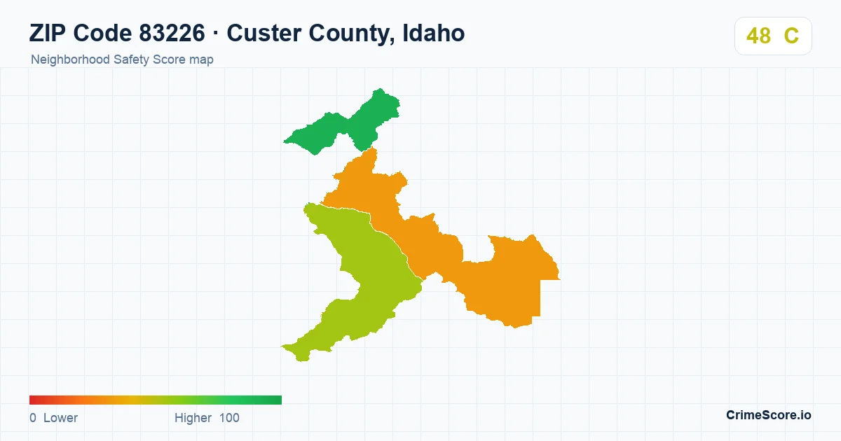 ZIP Code 83226 in Custer County, Idaho neighborhood Safety Score map
