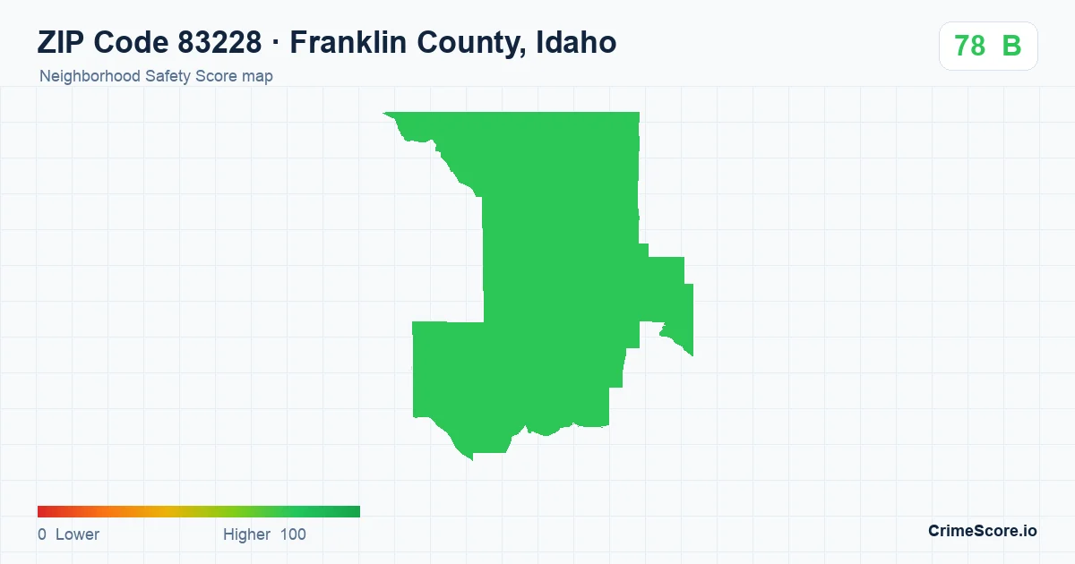 ZIP Code 83228 in Franklin County, Idaho neighborhood Safety Score map