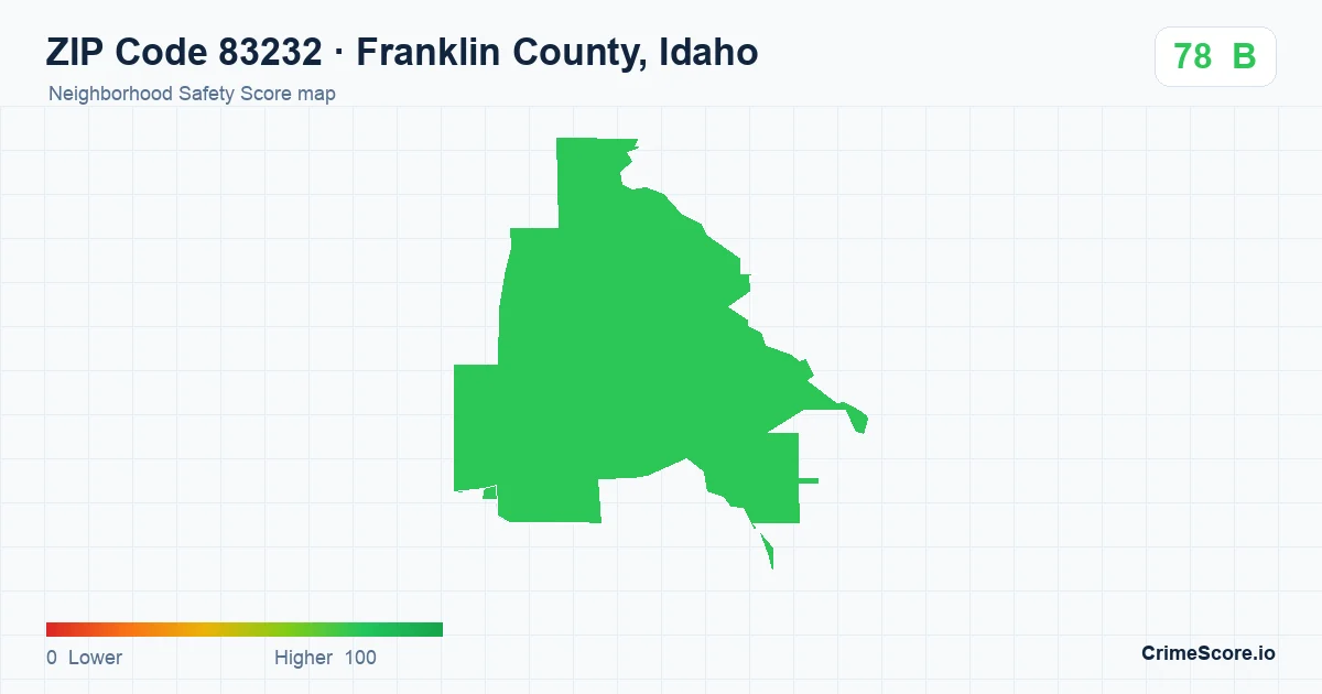 ZIP Code 83232 in Franklin County, Idaho neighborhood Safety Score map