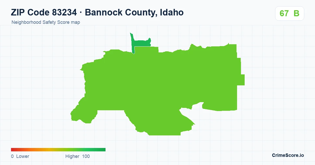 ZIP Code 83234 in Bannock County, Idaho neighborhood Safety Score map