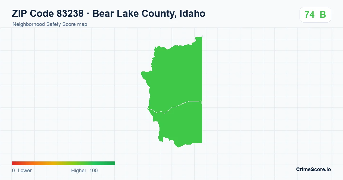 ZIP Code 83238 in Bear Lake County, Idaho neighborhood Safety Score map