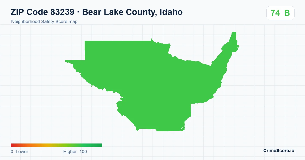ZIP Code 83239 in Bear Lake County, Idaho neighborhood Safety Score map