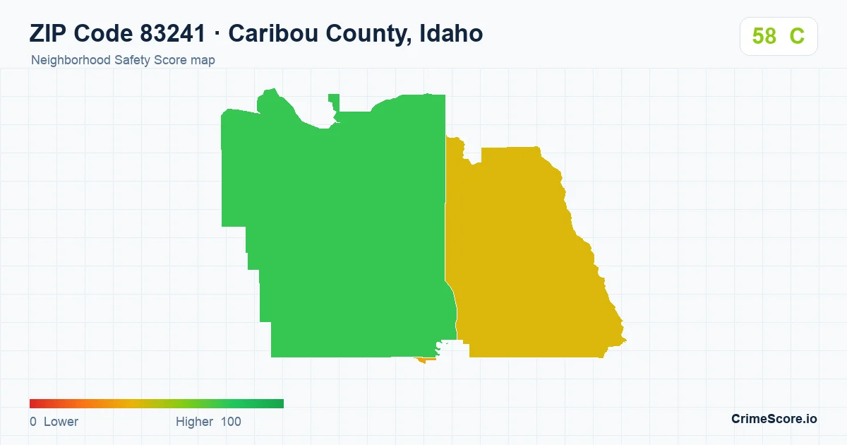 ZIP Code 83241 in Caribou County, Idaho neighborhood Safety Score map