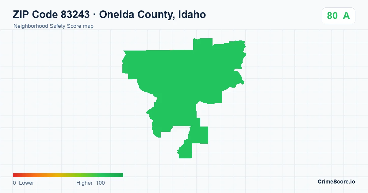 ZIP Code 83243 in Oneida County, Idaho neighborhood Safety Score map