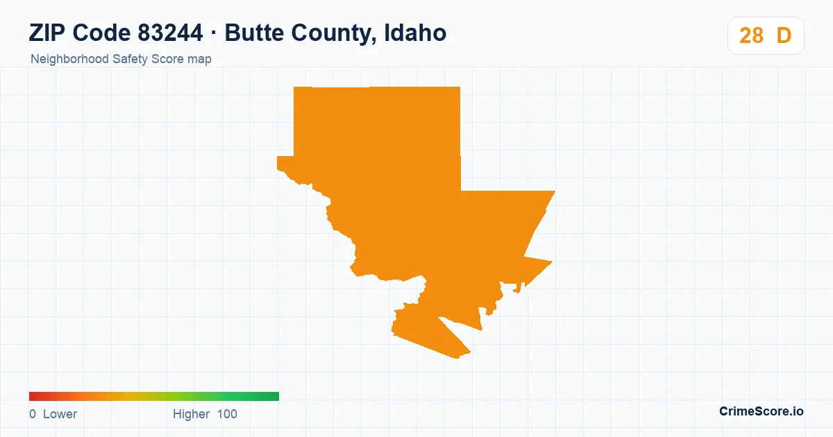 ZIP Code 83244 in Butte County, Idaho neighborhood Safety Score map