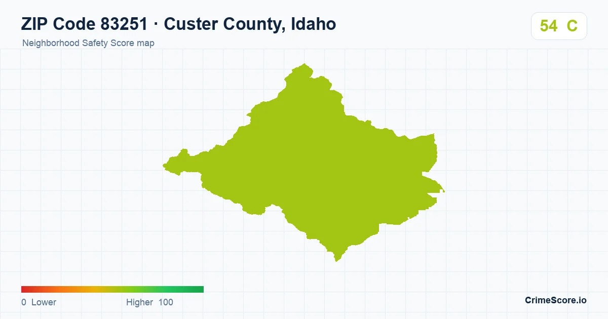 ZIP Code 83251 in Custer County, Idaho neighborhood Safety Score map