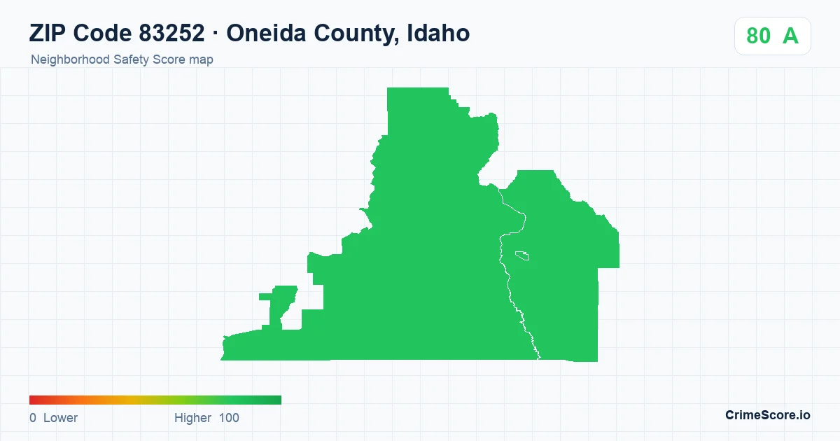 ZIP Code 83252 in Oneida County, Idaho neighborhood Safety Score map
