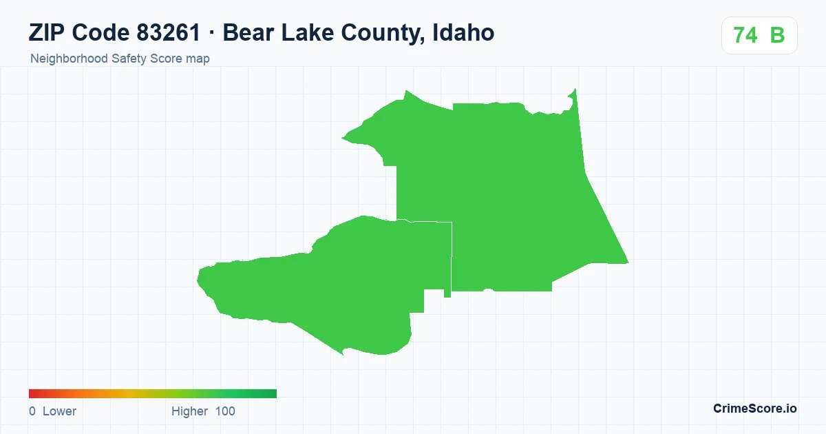 ZIP Code 83261 in Bear Lake County, Idaho neighborhood Safety Score map