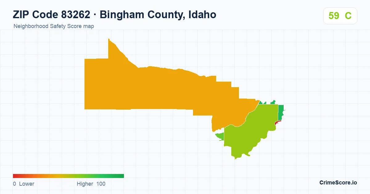 ZIP Code 83262 in Bingham County, Idaho neighborhood Safety Score map