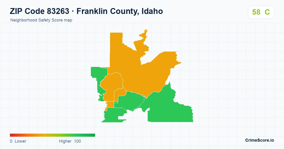 ZIP Code 83263 in Franklin County, Idaho neighborhood Safety Score map