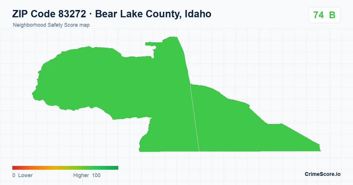 ZIP Code 83272 in Bear Lake County, Idaho neighborhood Safety Score map