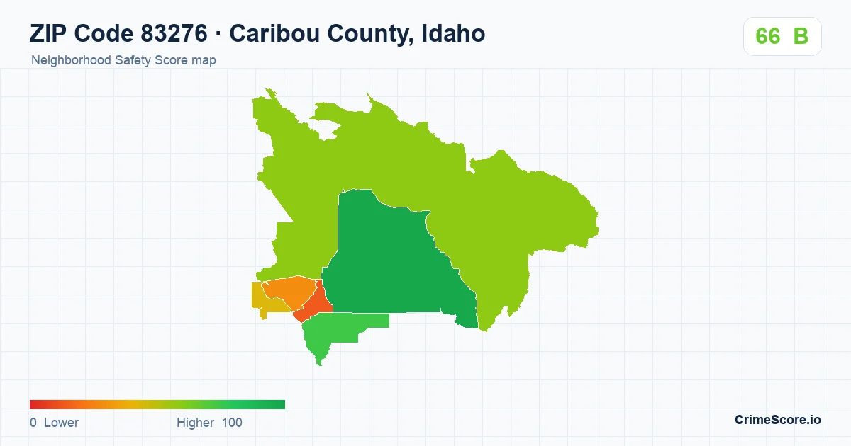 ZIP Code 83276 in Caribou County, Idaho neighborhood Safety Score map