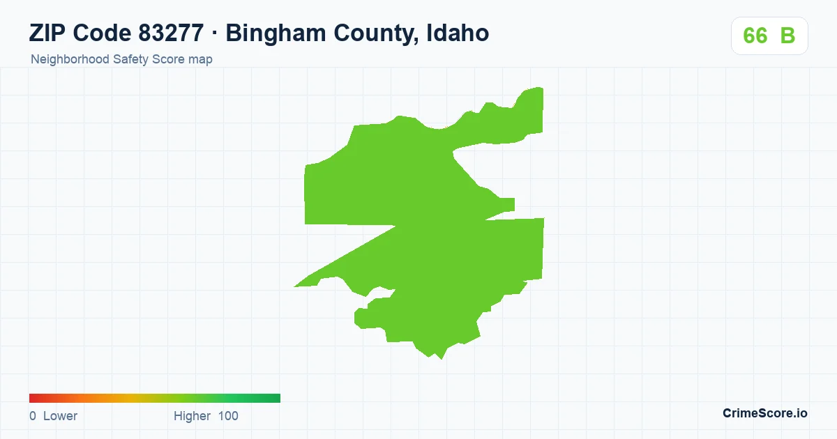 ZIP Code 83277 in Bingham County, Idaho neighborhood Safety Score map