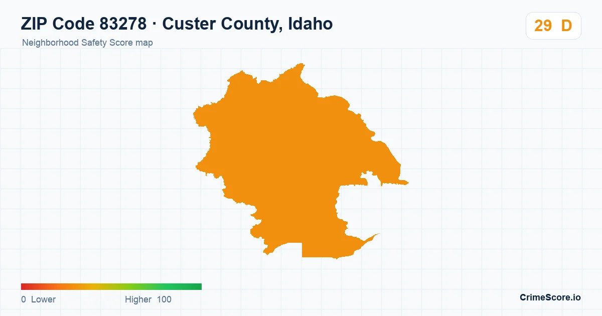 ZIP Code 83278 in Custer County, Idaho neighborhood Safety Score map