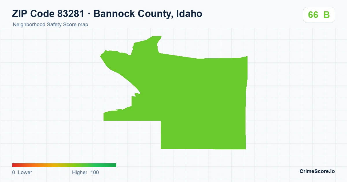 ZIP Code 83281 in Bannock County, Idaho neighborhood Safety Score map