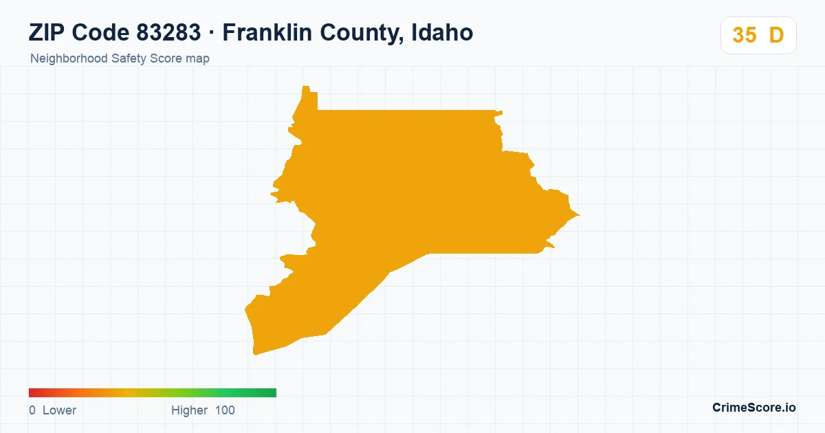 ZIP Code 83283 in Franklin County, Idaho neighborhood Safety Score map