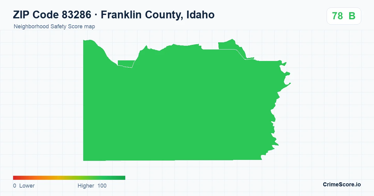 ZIP Code 83286 in Franklin County, Idaho neighborhood Safety Score map