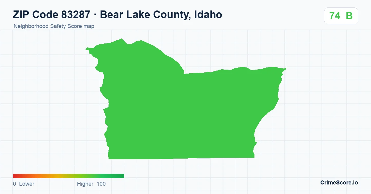 ZIP Code 83287 in Bear Lake County, Idaho neighborhood Safety Score map