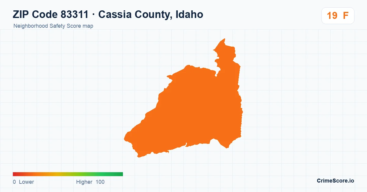 ZIP Code 83311 in Cassia County, Idaho neighborhood Safety Score map