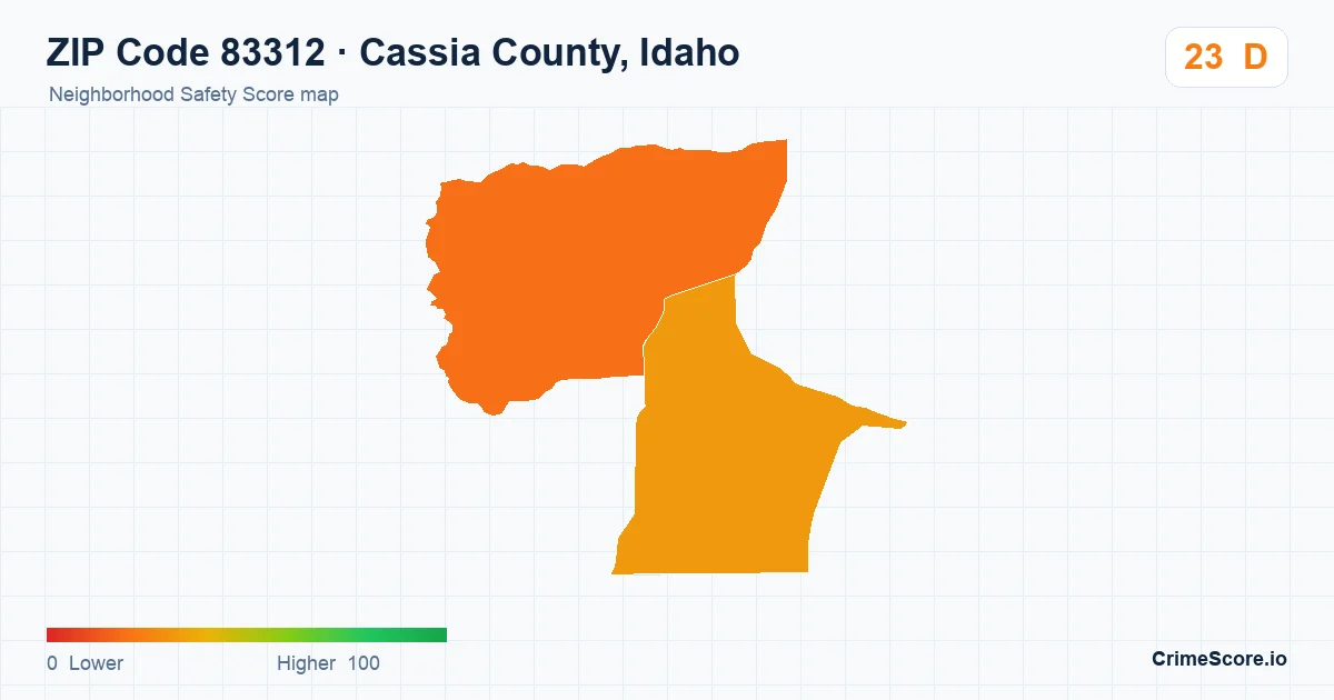 ZIP Code 83312 in Cassia County, Idaho neighborhood Safety Score map