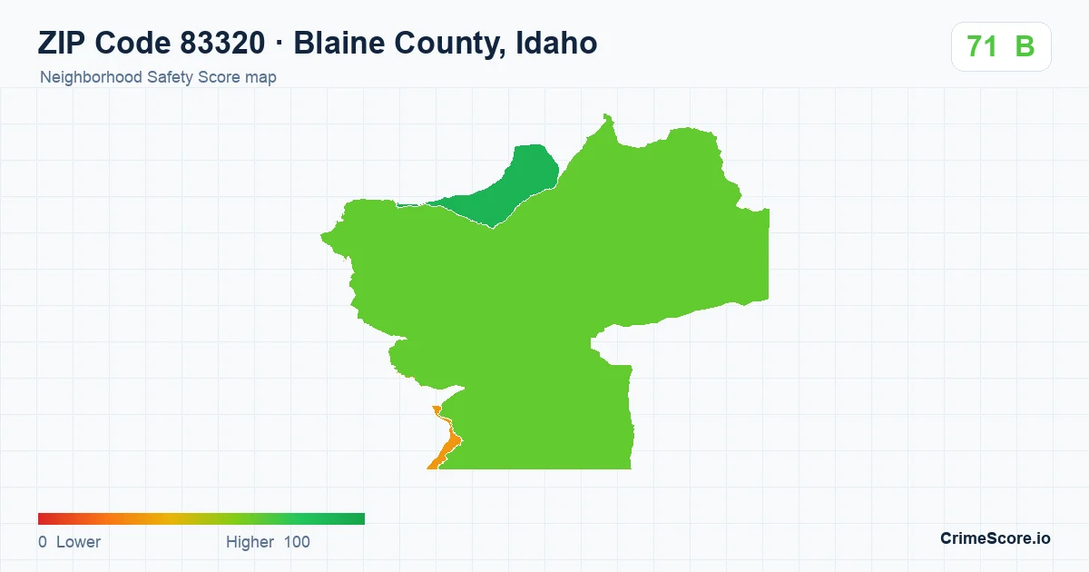 ZIP Code 83320 in Blaine County, Idaho neighborhood Safety Score map