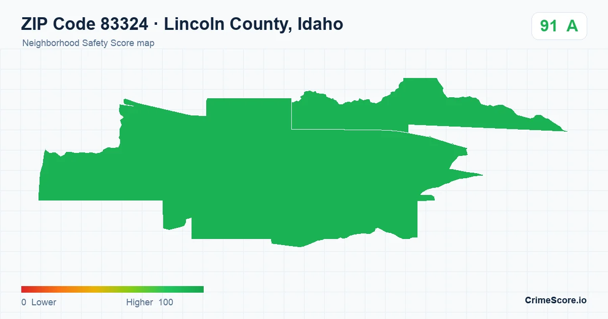 ZIP Code 83324 in Lincoln County, Idaho neighborhood Safety Score map