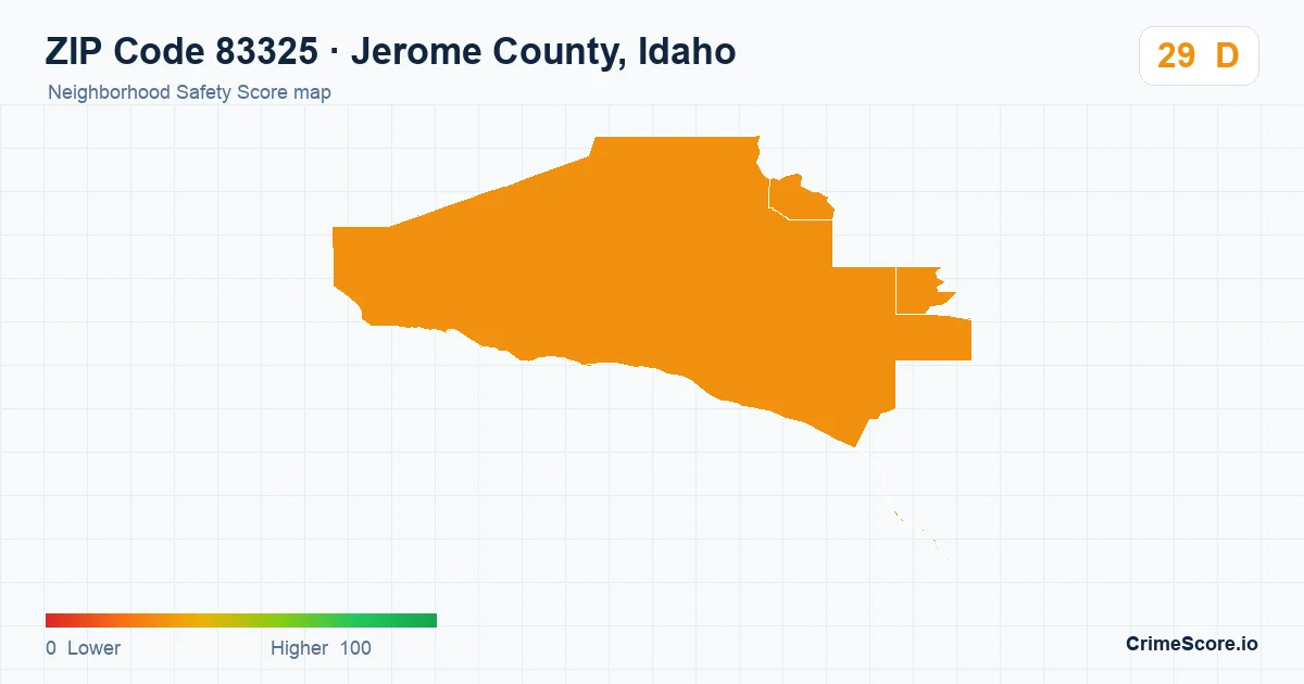 ZIP Code 83325 in Jerome County, Idaho neighborhood Safety Score map