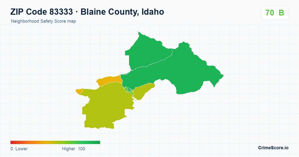 ZIP Code 83333 in Blaine County, Idaho neighborhood Safety Score map