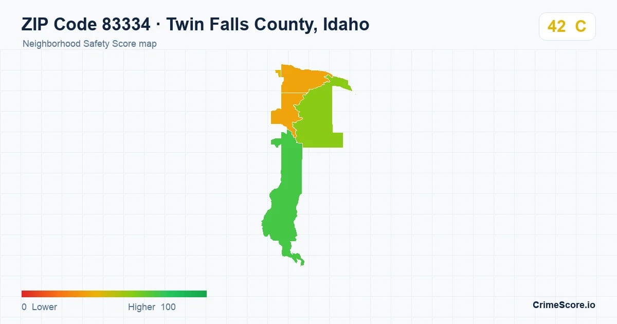 ZIP Code 83334 in Twin Falls County, Idaho neighborhood Safety Score map
