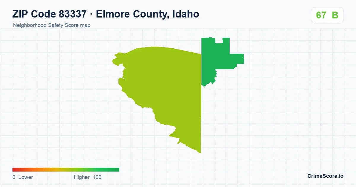 ZIP Code 83337 in Elmore County, Idaho neighborhood Safety Score map