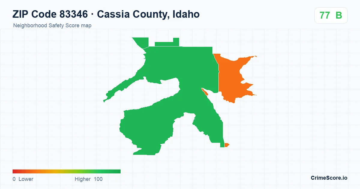 ZIP Code 83346 in Cassia County, Idaho neighborhood Safety Score map